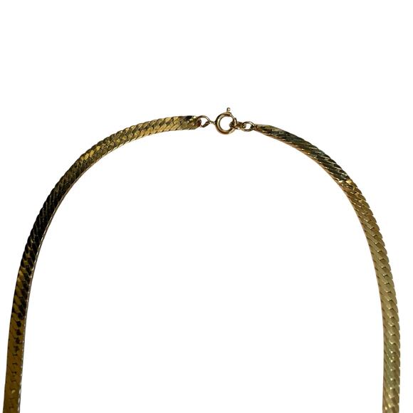 Vintage Trifari Statement Gold Tone Black Enamel Serpentine Choker Necklace - Picture 9 of 15